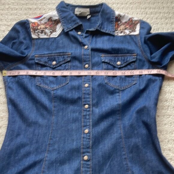 H&M Custom Cowboy Denim Western Shirt Size 10 - Picture 11 of 14